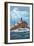 Tillamook Rock Lighthouse - Oregon Coast-Lantern Press-Framed Art Print