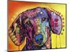 Tilt Dachshund Love, Dogs, Animals, Pets, Red Yellow, Doxie, Loving, Drips, Pop Art, Colorful-Russo Dean-Mounted Giclee Print