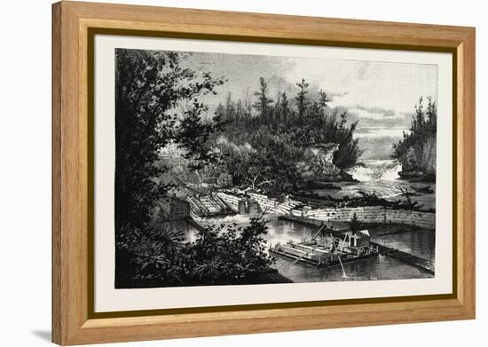 Timber Slide at the Calumet Falls, Canada, Nineteenth Century-null-Framed Premier Image Canvas