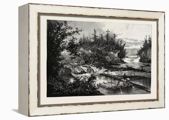 Timber Slide at the Calumet Falls, Canada, Nineteenth Century-null-Framed Premier Image Canvas