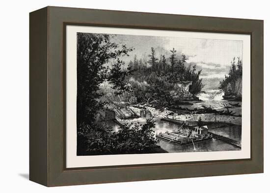 Timber Slide at the Calumet Falls, Canada, Nineteenth Century-null-Framed Premier Image Canvas