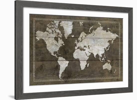 Timber World Map-Rufus Coltrane-Framed Giclee Print