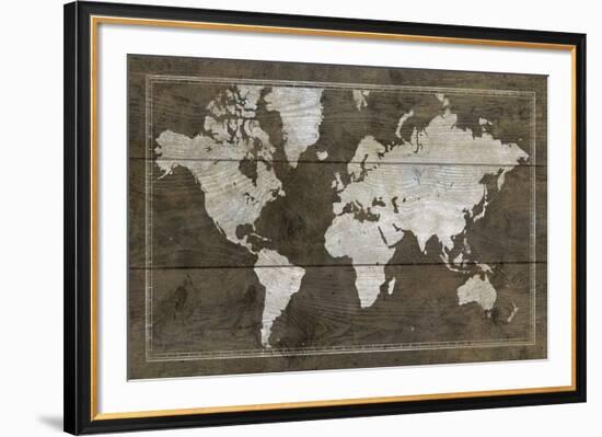 Timber World Map-Rufus Coltrane-Framed Giclee Print
