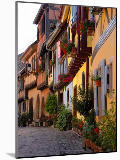 Timbered Houses on Cobbled Street, Eguisheim, Haut Rhin, Alsace, France, Europe-Richardson Peter-Mounted Photographic Print