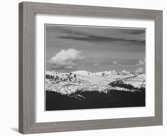 Timberline Dark Fgnd Light Snow Capped Mt Rocky Mountain NP. Never Summer Range, Colorado 1933-1942-Ansel Adams-Framed Art Print