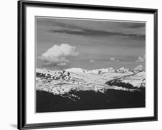 Timberline Dark Fgnd Light Snow Capped Mt Rocky Mountain NP. Never Summer Range, Colorado 1933-1942-Ansel Adams-Framed Premium Giclee Print