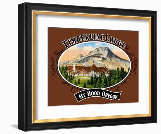 Timberline Lodge - Mt. Hood, Oregon - Oval Spring Design, c.2008-Lantern Press-Framed Art Print