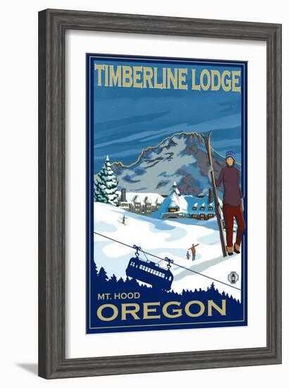 Timberline Lodge, Mt. Hood, Oregon-Lantern Press-Framed Art Print