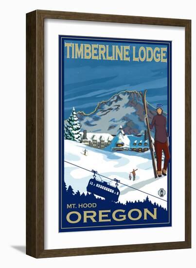 Timberline Lodge, Mt. Hood, Oregon-Lantern Press-Framed Art Print