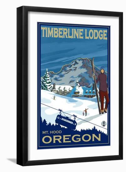 Timberline Lodge, Mt. Hood, Oregon-Lantern Press-Framed Art Print