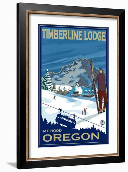 Timberline Lodge, Mt. Hood, Oregon-Lantern Press-Framed Art Print