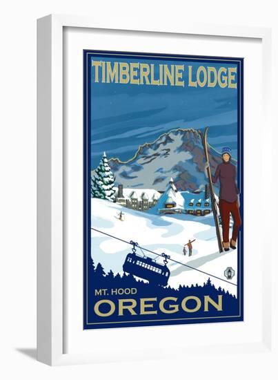 Timberline Lodge, Mt. Hood, Oregon-Lantern Press-Framed Art Print