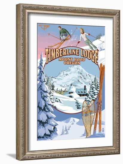 Timberline Lodge - Winter Views - Mt. Hood, Oregon-Lantern Press-Framed Art Print