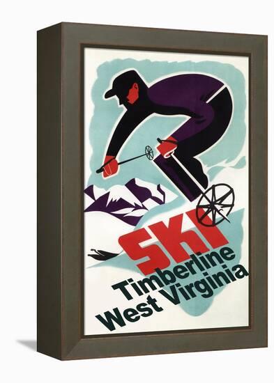 Timberline, West Virginia - Vintage Skier-Lantern Press-Framed Stretched Canvas