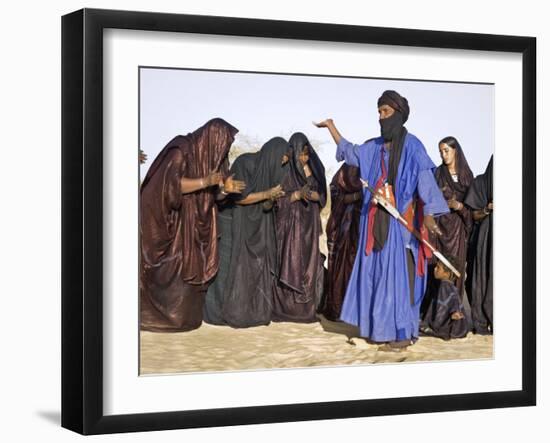 Timbuktu, A Group of Tuareg Men and Women Sing and Dance Near their Desert Home, Mali-Nigel Pavitt-Framed Photographic Print