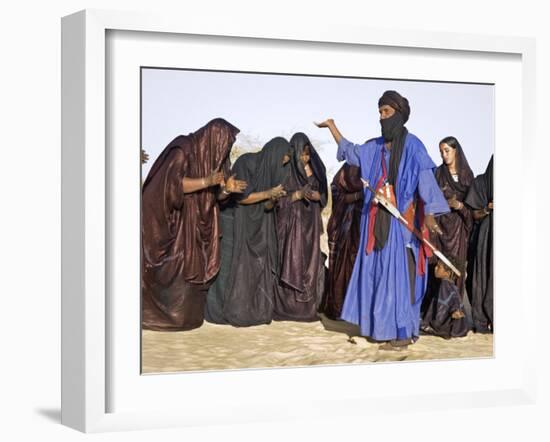 Timbuktu, A Group of Tuareg Men and Women Sing and Dance Near their Desert Home, Mali-Nigel Pavitt-Framed Photographic Print