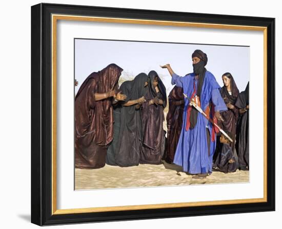 Timbuktu, A Group of Tuareg Men and Women Sing and Dance Near their Desert Home, Mali-Nigel Pavitt-Framed Photographic Print