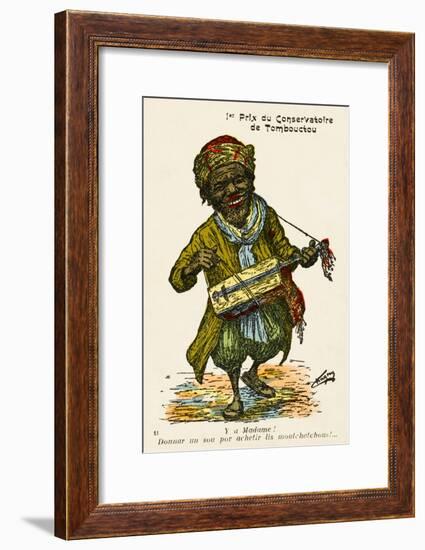 Timbuktu, Mali - Local Musician (Cartoon)-null-Framed Art Print