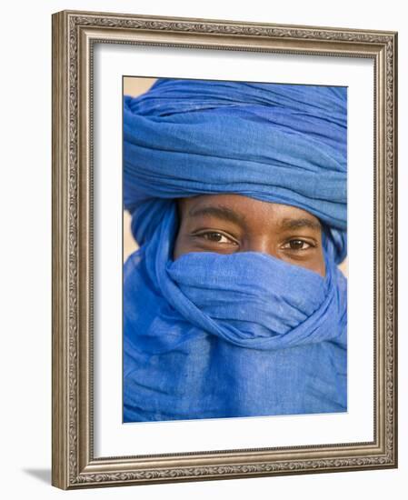 Timbuktu, the Eyes of a Tuareg Man in His Blue Turban at Timbuktu, Mali-Nigel Pavitt-Framed Photographic Print