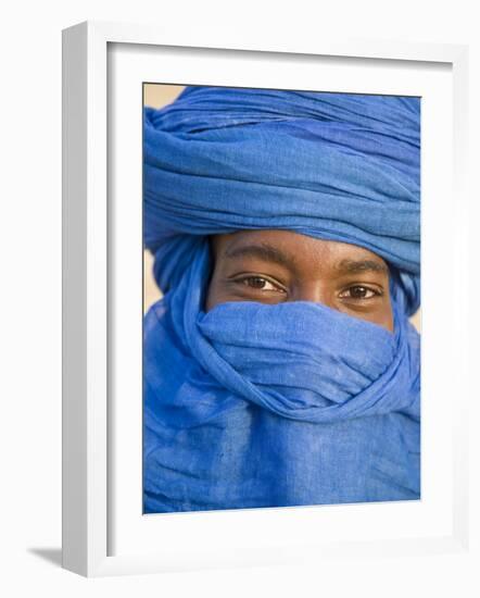 Timbuktu, the Eyes of a Tuareg Man in His Blue Turban at Timbuktu, Mali-Nigel Pavitt-Framed Photographic Print