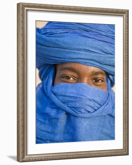 Timbuktu, the Eyes of a Tuareg Man in His Blue Turban at Timbuktu, Mali-Nigel Pavitt-Framed Photographic Print