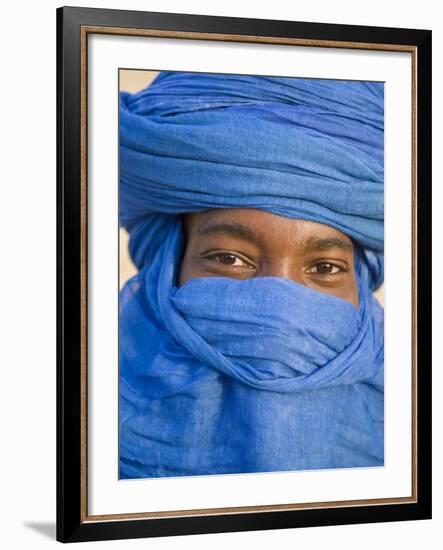 Timbuktu, the Eyes of a Tuareg Man in His Blue Turban at Timbuktu, Mali-Nigel Pavitt-Framed Photographic Print