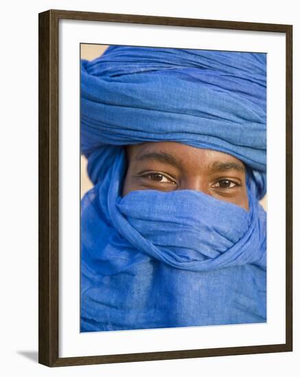 Timbuktu, the Eyes of a Tuareg Man in His Blue Turban at Timbuktu, Mali-Nigel Pavitt-Framed Photographic Print