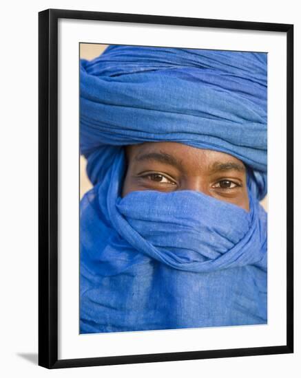 Timbuktu, the Eyes of a Tuareg Man in His Blue Turban at Timbuktu, Mali-Nigel Pavitt-Framed Photographic Print