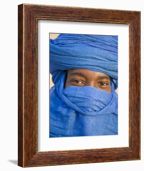 Timbuktu, the Eyes of a Tuareg Man in His Blue Turban at Timbuktu, Mali-Nigel Pavitt-Framed Photographic Print