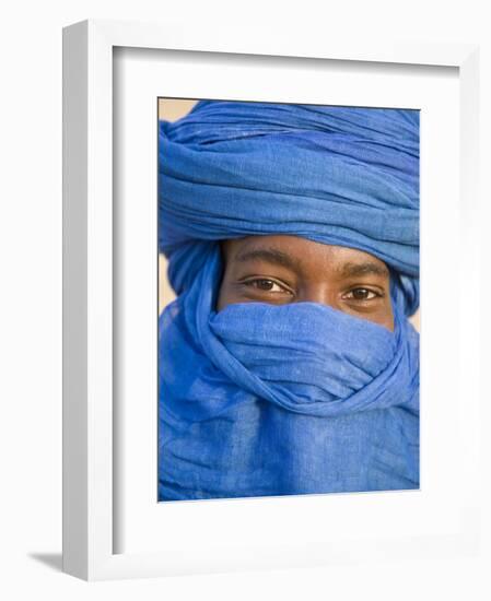 Timbuktu, the Eyes of a Tuareg Man in His Blue Turban at Timbuktu, Mali-Nigel Pavitt-Framed Photographic Print