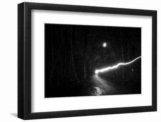 time exposure, beam of light at night, Germany-Benjamin Engler-Framed Photographic Print