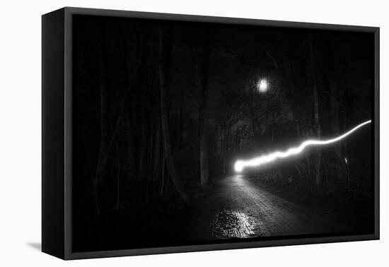 time exposure, beam of light at night, Germany-Benjamin Engler-Framed Premier Image Canvas