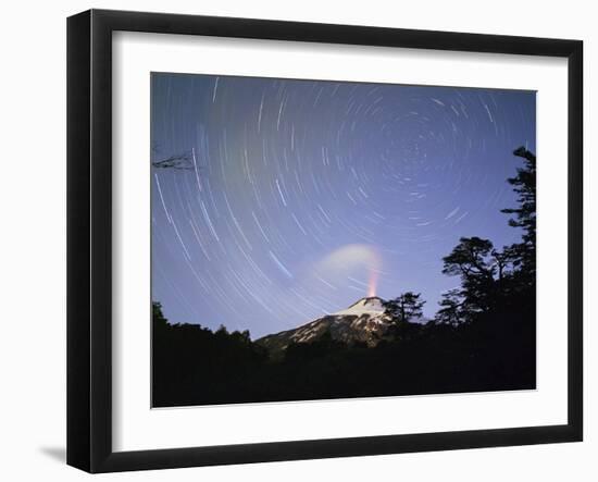 Time Exposure of Steam and Stars, Villarica Volcano, Chile, South America-Aaron McCoy-Framed Photographic Print