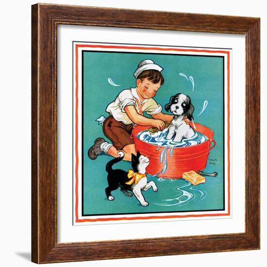 Time For a Bath - Child Life, June 1935-Clarence Biers-Framed Giclee Print