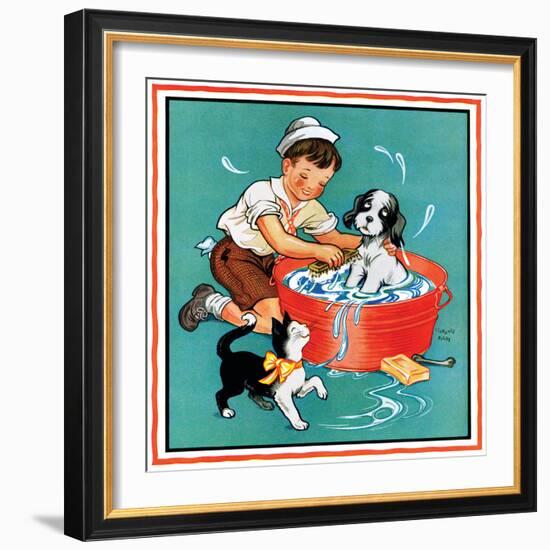 Time For a Bath - Child Life, June 1935-Clarence Biers-Framed Giclee Print