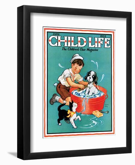 Time For a Bath - Child Life, June 1935-Clarence Biers-Framed Giclee Print