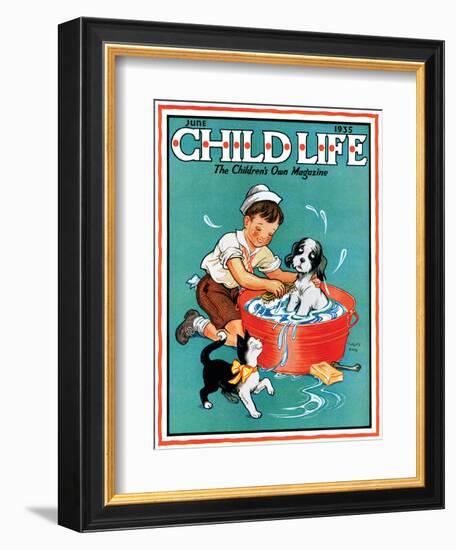 Time For a Bath - Child Life, June 1935-Clarence Biers-Framed Giclee Print