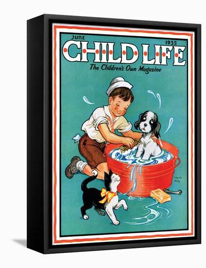 Time For a Bath - Child Life, June 1935-Clarence Biers-Framed Premier Image Canvas