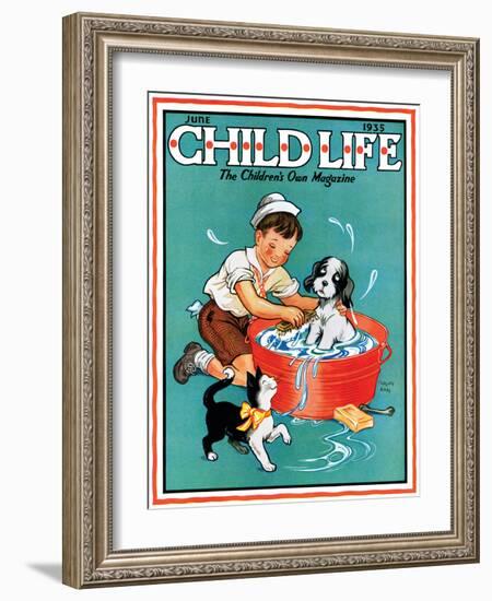 Time For a Bath - Child Life, June 1935-Clarence Biers-Framed Giclee Print