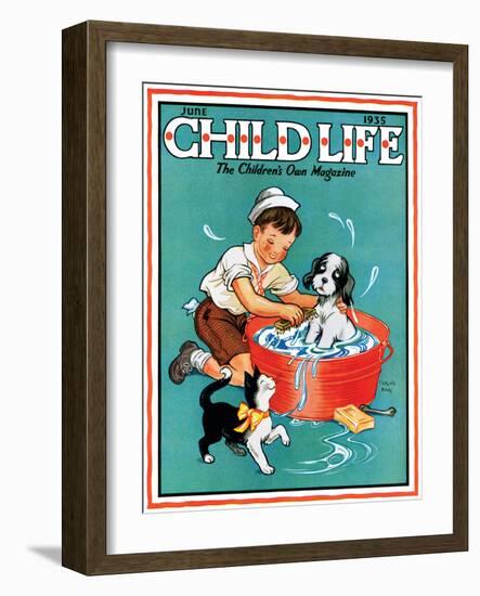 Time For a Bath - Child Life, June 1935-Clarence Biers-Framed Giclee Print