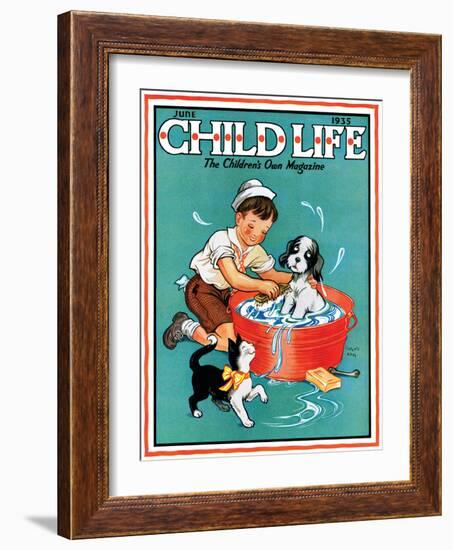 Time For a Bath - Child Life, June 1935-Clarence Biers-Framed Giclee Print