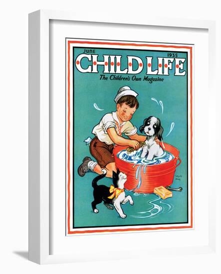 Time For a Bath - Child Life, June 1935-Clarence Biers-Framed Giclee Print