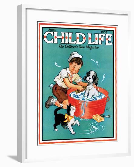 Time For a Bath - Child Life, June 1935-Clarence Biers-Framed Giclee Print