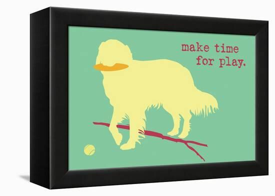 Time For Play - Green Version-Dog is Good-Framed Stretched Canvas