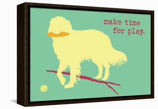 Time For Play - Green Version-Dog is Good-Framed Stretched Canvas