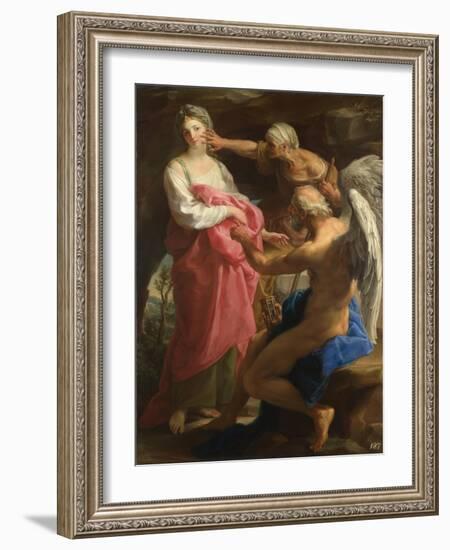 Time Orders Old Age to Destroy Beauty, 1746-Pompeo Girolamo Batoni-Framed Giclee Print