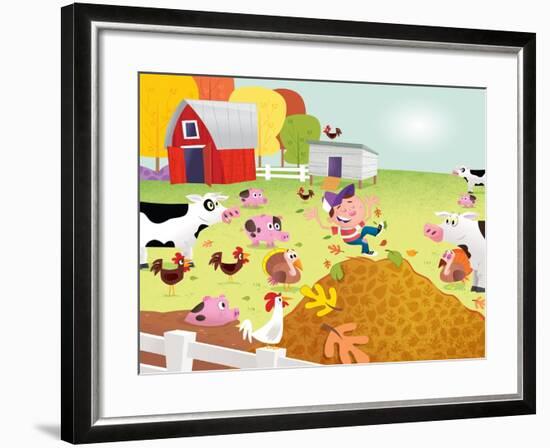 Time to Count - Farmyard - Turtle-Rob McClurkan-Framed Giclee Print