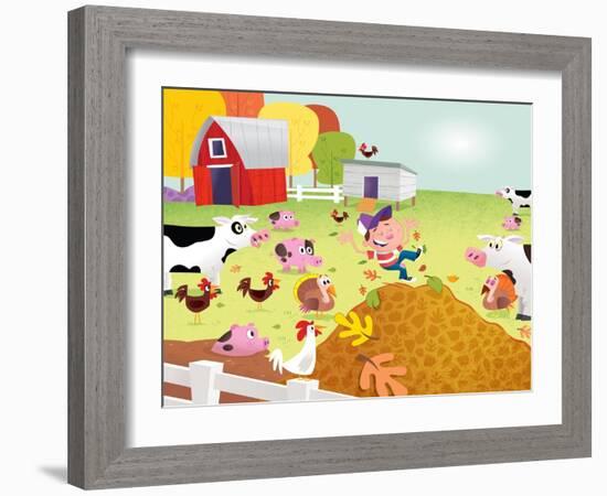 Time to Count - Farmyard - Turtle-Rob McClurkan-Framed Giclee Print