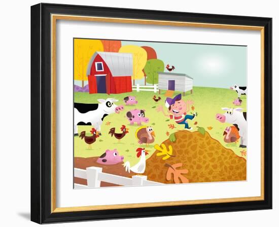 Time to Count - Farmyard - Turtle-Rob McClurkan-Framed Giclee Print