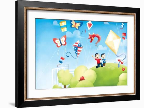 Time to Count - Kites - Turtle-Marcus Cutler-Framed Giclee Print